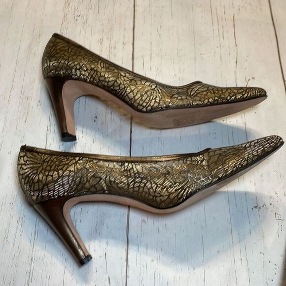 Timothy Hitsman women’s copper/gold fabric heel size 8.5. - Picture 8 of 12